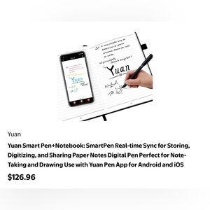 Yuan Smart Pen & Lined Notebook - Black Pen with White Pages